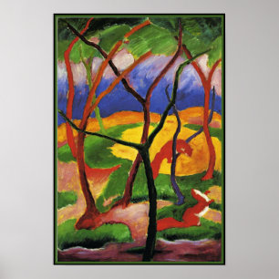 Poster Franz Marc abstrato art, Weasels tocando