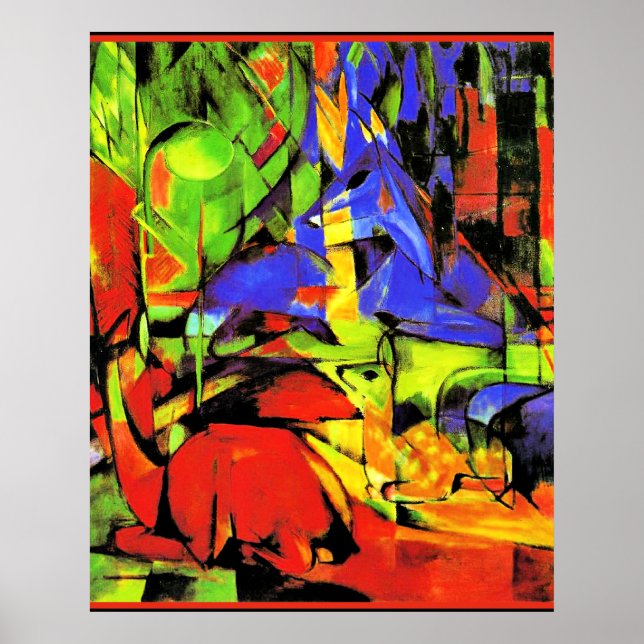Poster Franz Marc abstrato trabalho de arte, Formas de Lu (Frente)