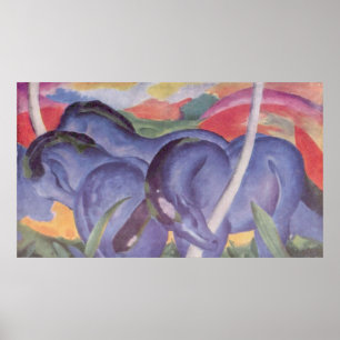 Póster Franz Marc - canvas 1911 azuis grandes do cavalo