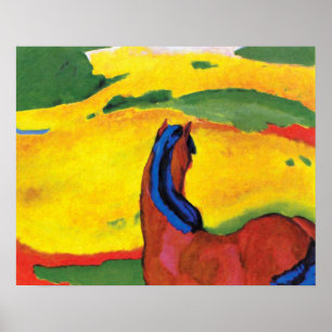 Póster Franz Marc - Cavalo numa pintura de paisagem