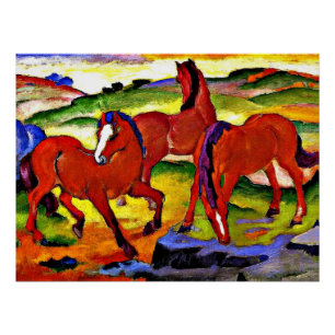 Póster Franz Marc, Cavalos Grazing IV