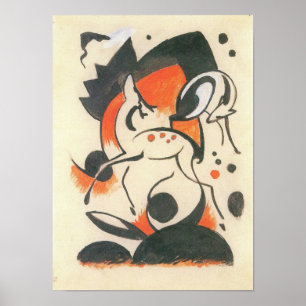 Póster Franz Marc - composição com dois cervos