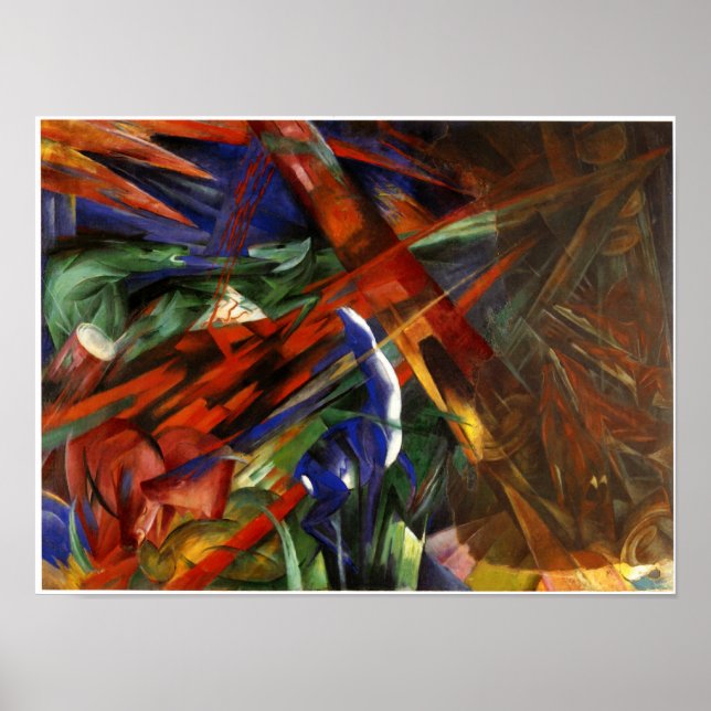 Póster Franz Marc - Destino dos Animais, 1913 (Frente)