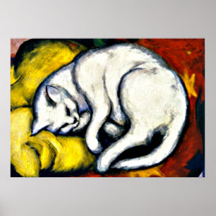 Poster Franz Marc - Gato Branco. Pintura de Franz Marc de
