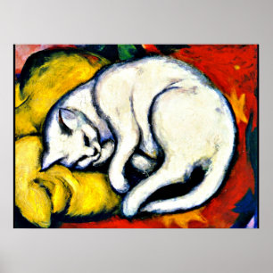 Poster Franz Marc - Gato Branco. pintura famosa,