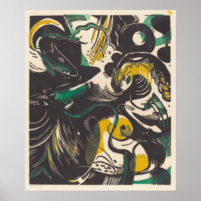 Póster Franz Marc | Gênesis II Schopfungsgeschichte II (Frente)