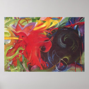 Póster Franz Marc - lutar forma um vermelho preto de 1914