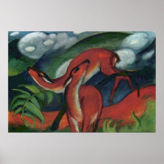 Poster Franz Marc - Red Deer II 1912 Forest Animal fawn (Frente)