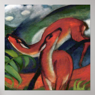 Poster Franz Marc Red Deer - Pintura Famosa