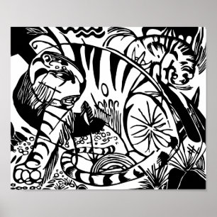 Póster Franz Marc - Tigre Preto e Branco - Arte Abstrata
