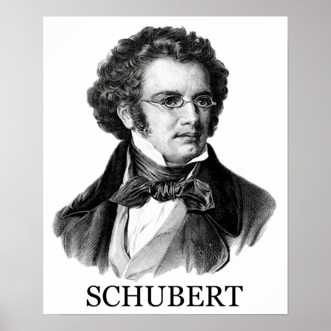 Póster Franz Schubert, negro (Frente)