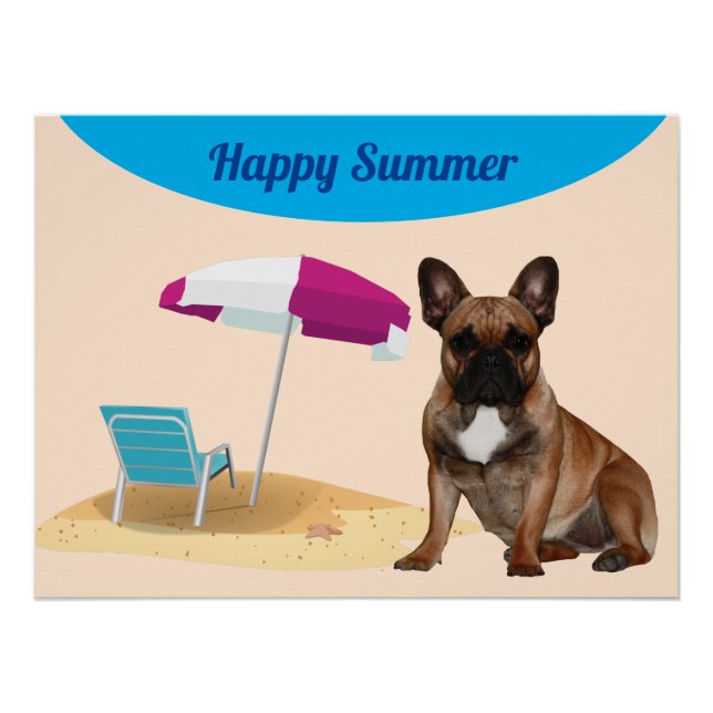 Póster Französische Bulldogge Meer French Bulldog Urlaub (Frente)