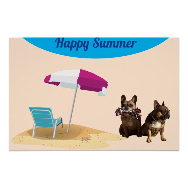 Póster Französische Bulldogge Meer French Bulldog Urlaub (Frente)