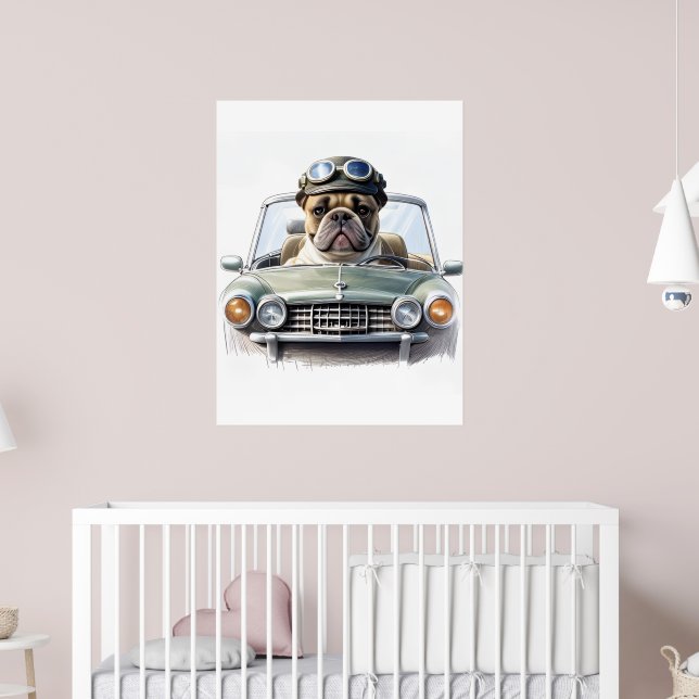 Poster Französische Bulldogge Oldtimer Bulldog Vatertag  (Berçário 2)