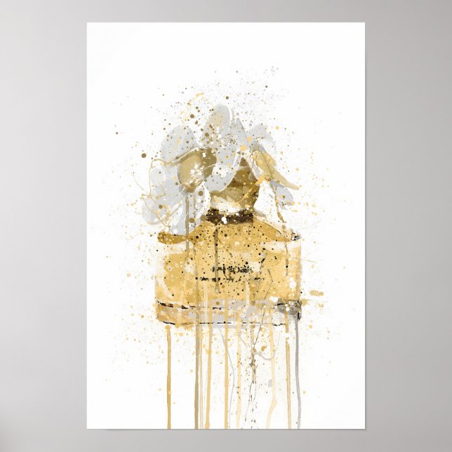 Poster Frasco de Fragrância de Presente de Natal 'Amarelo (Frente)