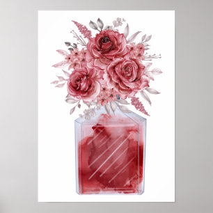 Poster Frasco de Perfume de Cor Floral Floral de Glama Ve