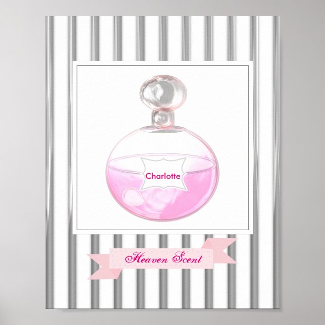 Póster Frasco de Perfume Rosa bonito Personalizado (Frente)