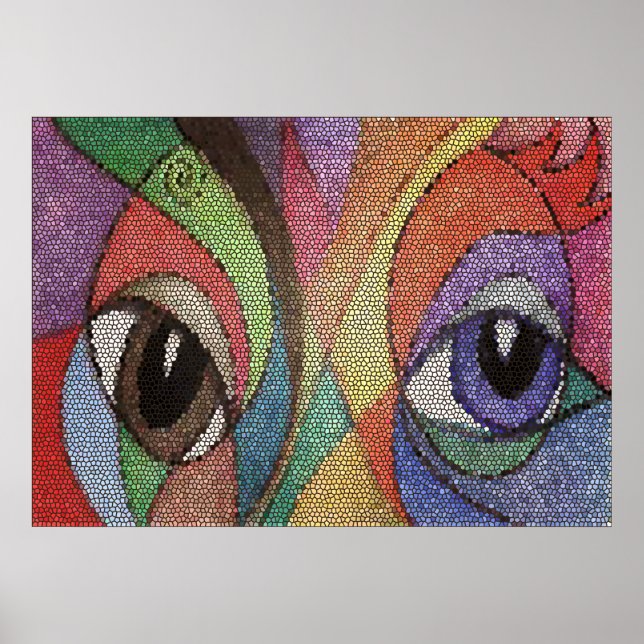 Póster frasco de vidro colorido azul e castanho (Frente)