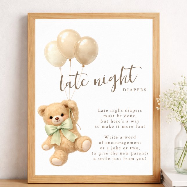 Poster Frascos de fralda para chá de bebê à noite (Criador carregado)