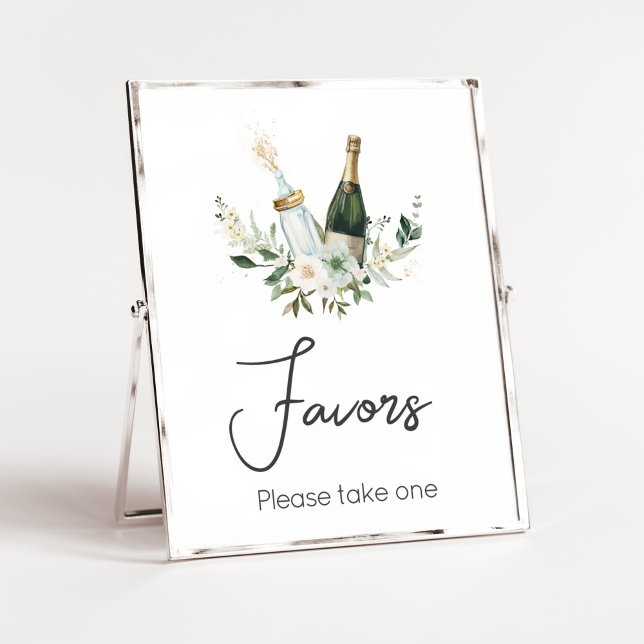Poster Frascos para bebês Favoritos Chá de fraldas (Poppin' Bottles Baby Shower Favors Sign)
