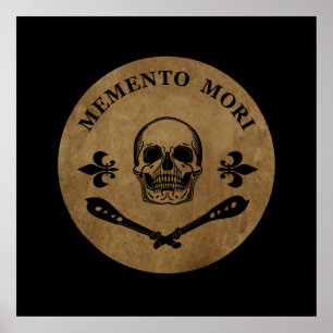 Poster Frase em Latim - Aproveite o Dia - Caveira Memento