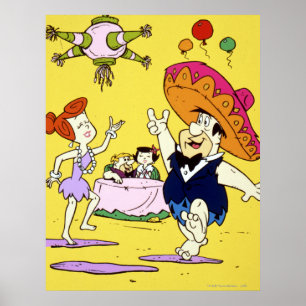 Póster Fred Flintstone Wilma Barney and Betty Fiesta