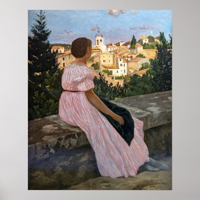 Poster Frédéric Bazille - O Vestido Rosa (Frente)