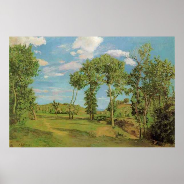 Poster Frédéric Bazille's Paysage au bord du Lez (Frente)