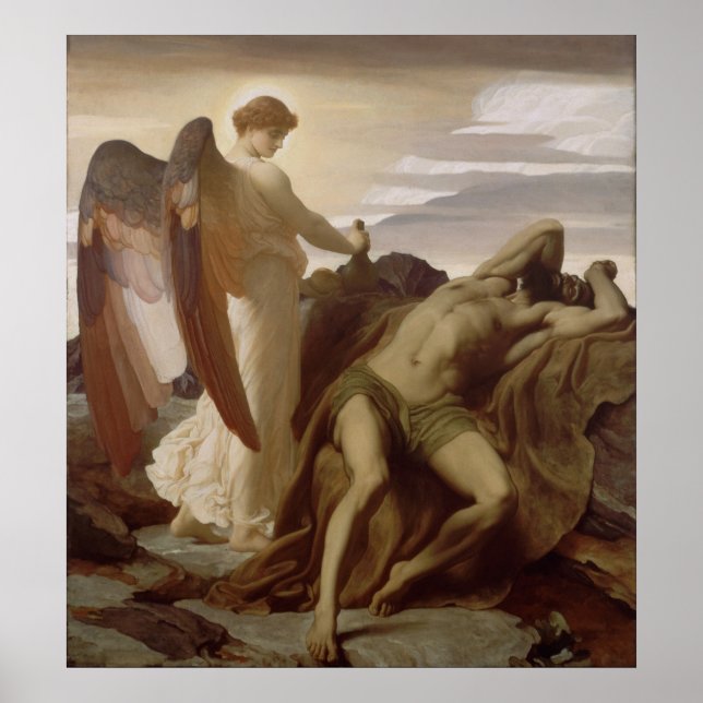 Poster Frederic Leighton - Elijah na natureza (Frente)