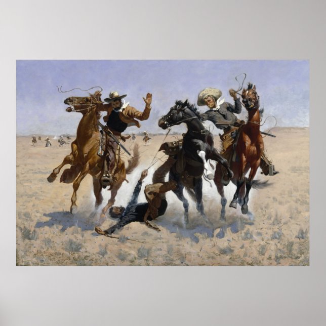 Póster Frederic Remington - Ajudando um camarada (Frente)
