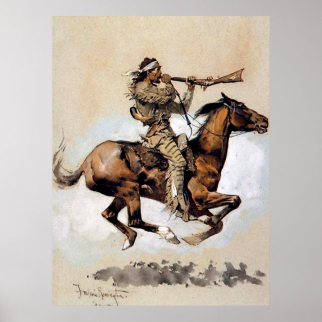 Poster Frederic Remington "Buffalo Hunter Spitting Bullet (Frente)