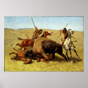 Poster Frederic Remington, O Caça Buffalo