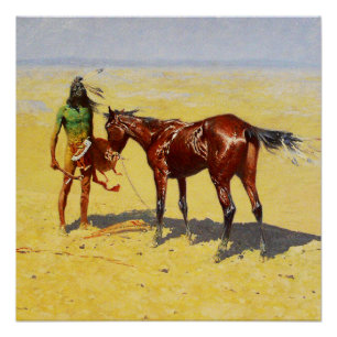 Póster Frederic Remington Western Art "Caçado"
