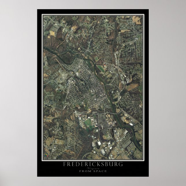Poster Fredericksburg Virginia Do Space Satellite Map (Frente)