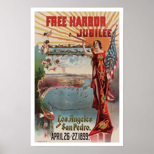 Póster Free Harbor Jubilee, 1899. Publicidade Vintage (Frente)