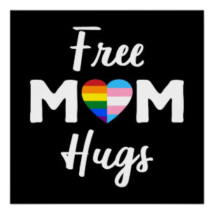 Póster Free Mãe Hugs II - Rainbow Gay Trans Pride