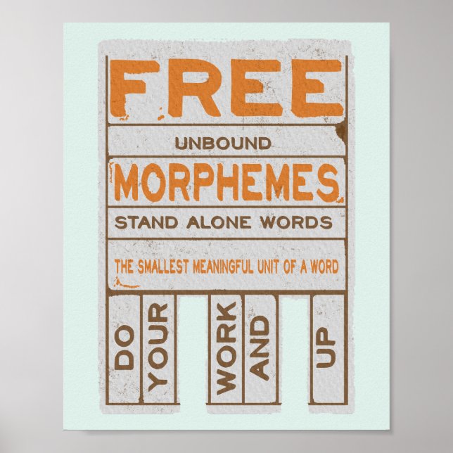 Poster Free Morphemes literacia estruturada engraçada (Frente)