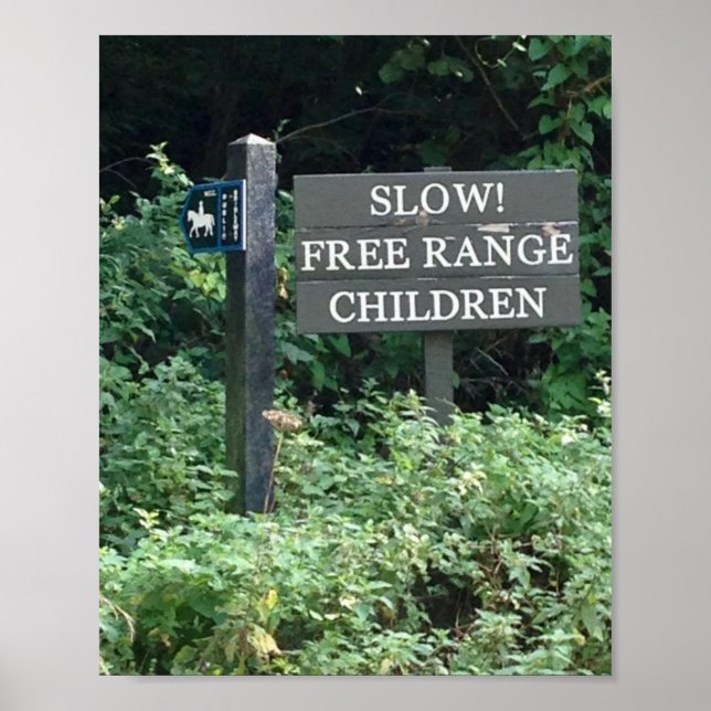 Poster Free Range Children sign, divertido (Frente)