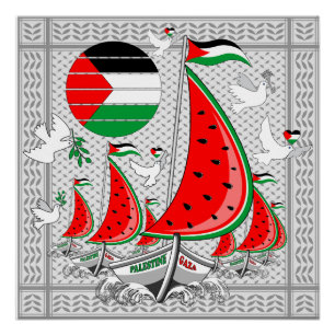 Póster Freedom Global Sumud Flotilla Boats para Gaza