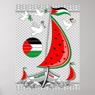 Poster Freedom Global Sumud Flotilla Boats para Gaza