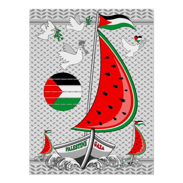 Póster Freedom Global Sumud Flotilla Boats para Gaza (Frente)