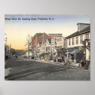 Poster Freehold NJ, West Main Rua, Vintage
