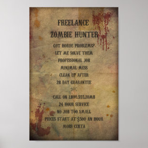 Poster Freelance do caçador do zombi