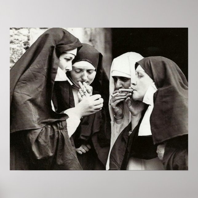 Poster Freiras Fumando Foto Vintage (Frente)