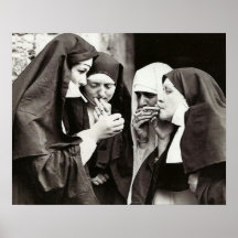 Freiras fumando fotografia de 20 x 16 pol