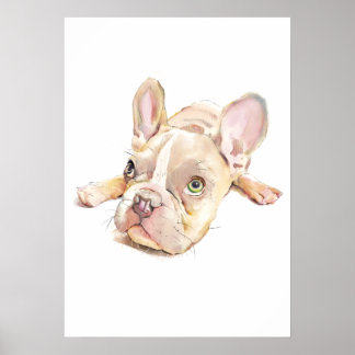 Poster French Bulldog Watercolor Poster, Wall Art 