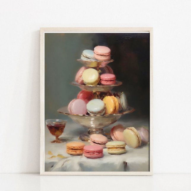 Poster French Macarons Still Life Painting, Dessert Vinta (Criador carregado)