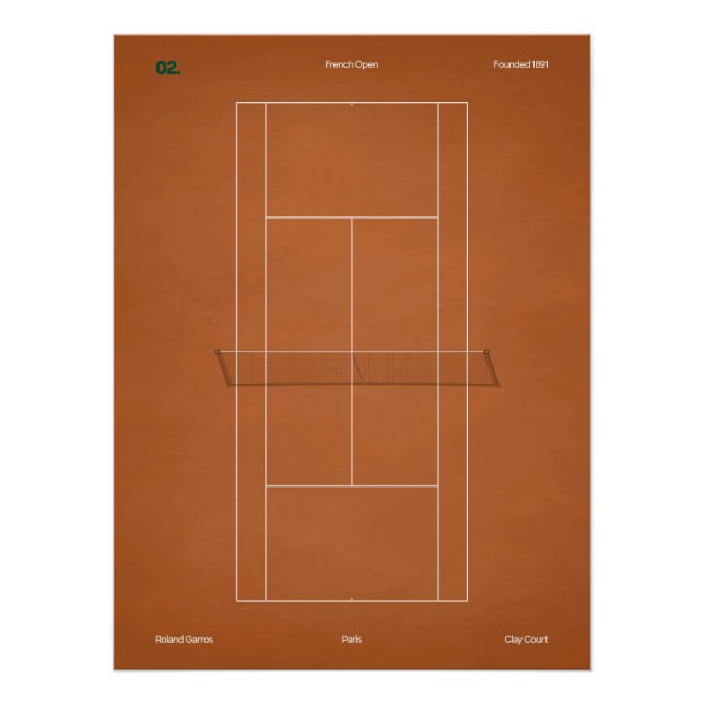 Póster French Open Clay Tennis Court (Frente)