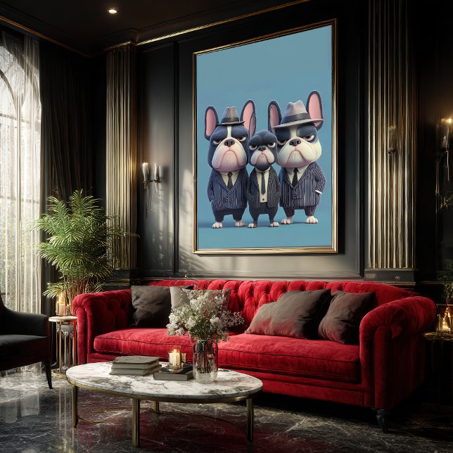 Poster Frenchie Mobsters: Pinstripe Pups Art (Criador carregado)