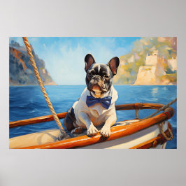 Poster Frenchie no barco